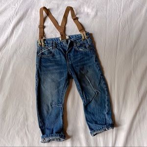 Zara Brown Suspender Blue Jeans